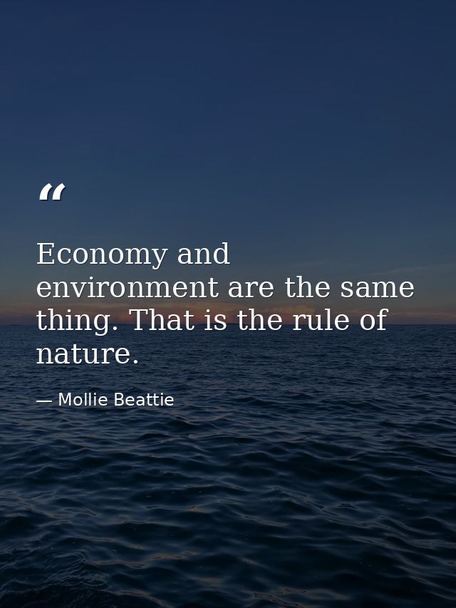 Economy and environment are the same thing. That is the rule of nature. — Mollie Beattie