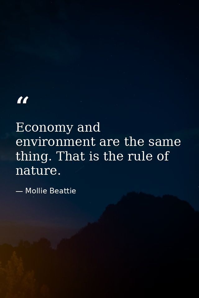 Economy and environment are the same thing. That is the rule of nature. — Mollie Beattie