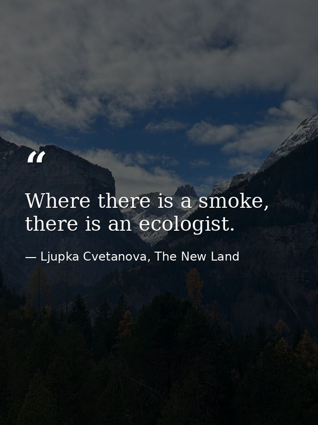 Where there is a smoke, there is an ecologist. — Ljupka Cvetanova, The New Land
