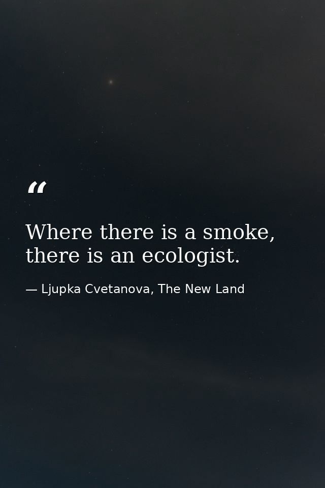 Where there is a smoke, there is an ecologist. — Ljupka Cvetanova, The New Land