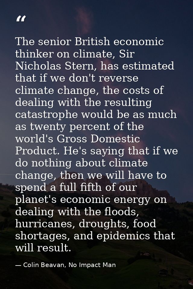 The senior British economic thinker on climate, Sir Nicholas Stern, has estimated that if we don't reverse climate chang — Colin Beavan, No Impact Man