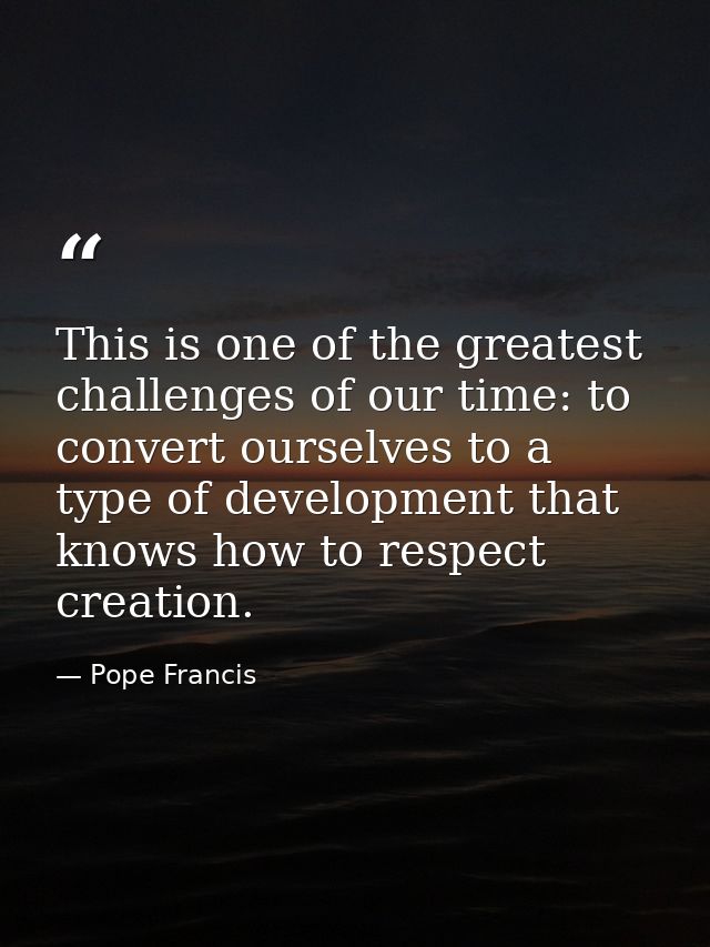 This is one of the greatest challenges of our time: to convert ourselves to a type of development that knows how to resp — Pope Francis