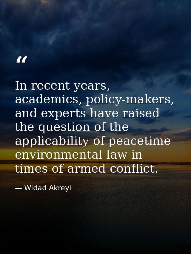 In recent years, academics, policy-makers, and experts have raised the question of the applicability of peacetime enviro — Widad Akreyi