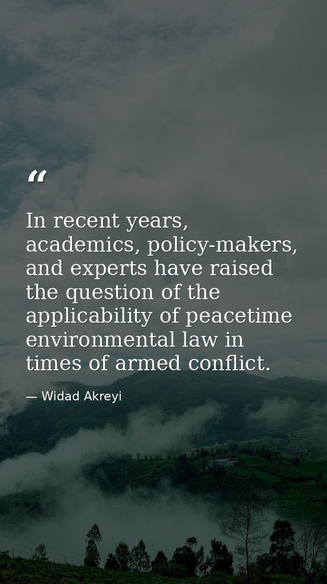 In recent years, academics, policy-makers, and experts have raised the question of the applicability of peacetime enviro — Widad Akreyi