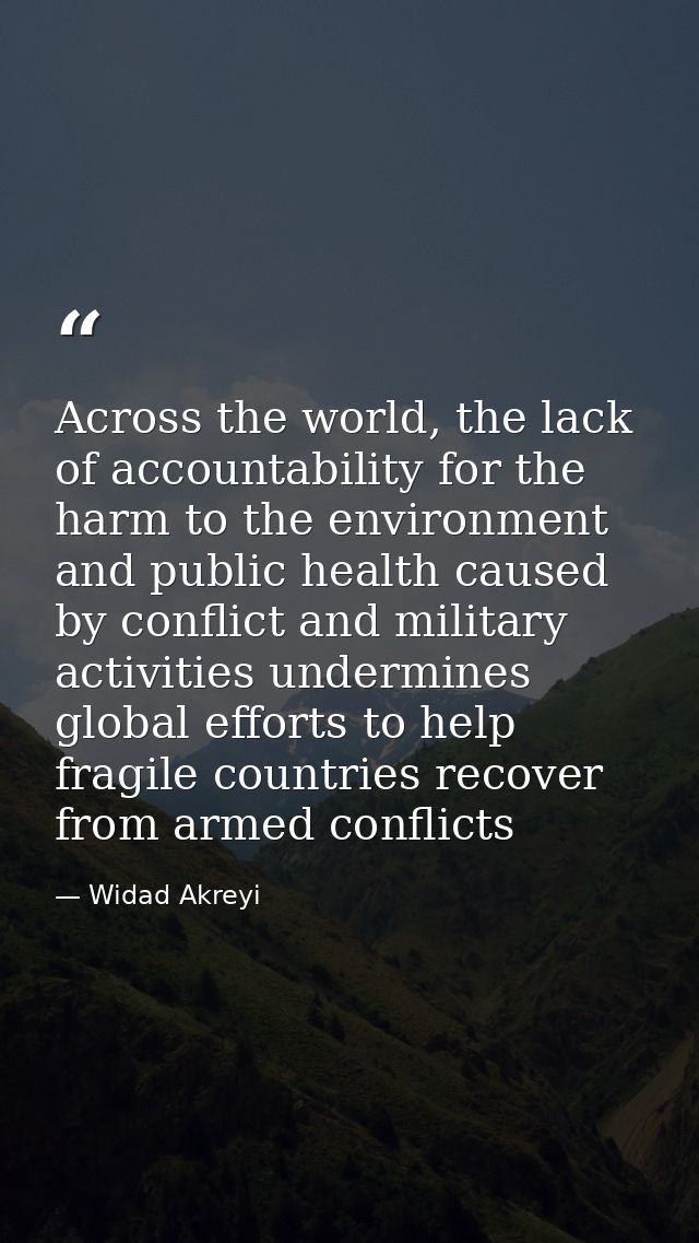Across the world, the lack of accountability for the harm to the environment and public health caused by conflict and mi — Widad Akreyi