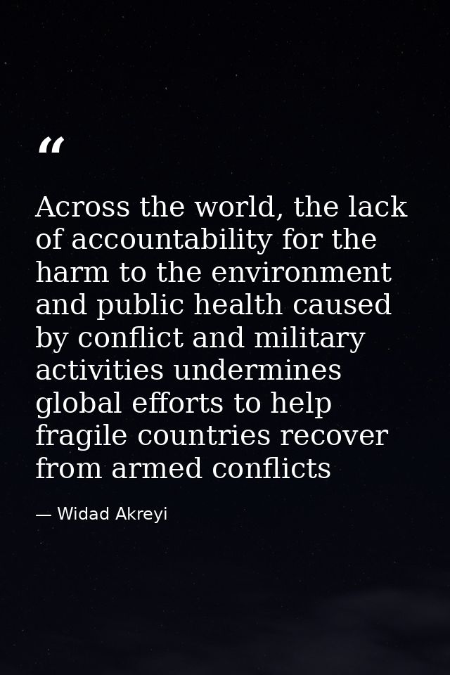 Across the world, the lack of accountability for the harm to the environment and public health caused by conflict and mi — Widad Akreyi