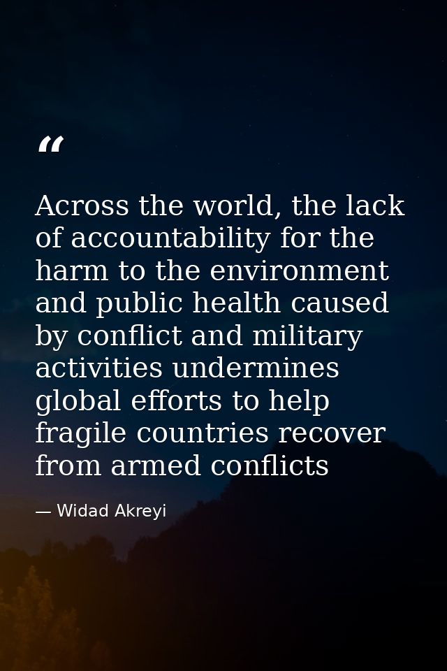 Across the world, the lack of accountability for the harm to the environment and public health caused by conflict and mi — Widad Akreyi