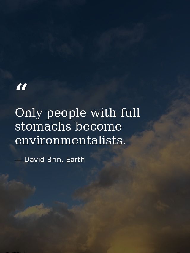 Only people with full stomachs become environmentalists. — David Brin, Earth