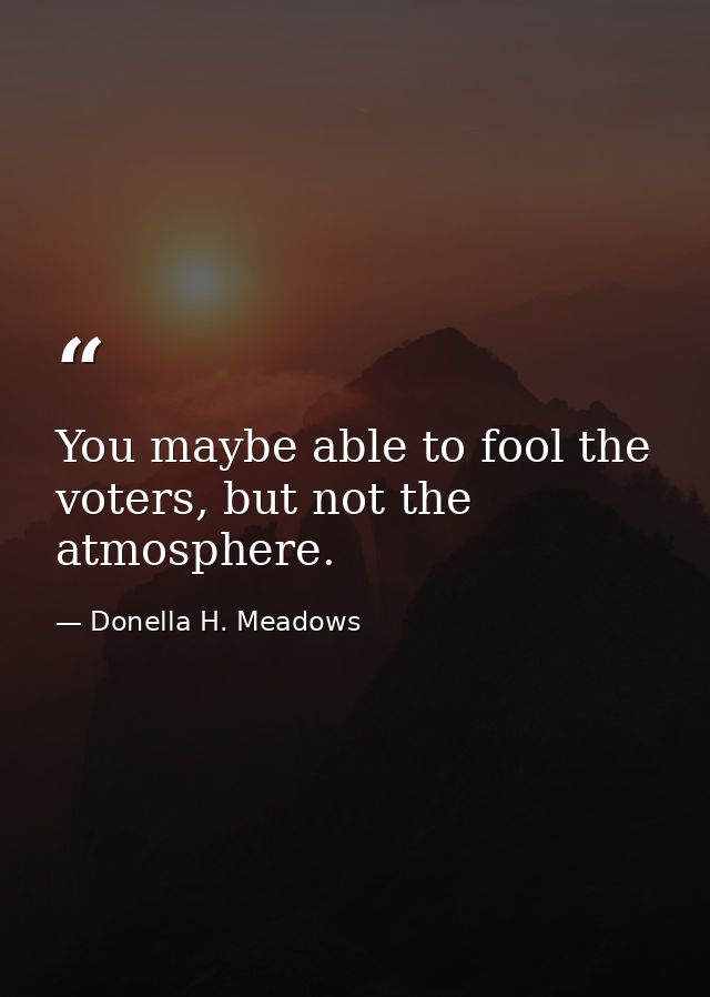 You maybe able to fool the voters, but not the atmosphere. — Donella H. Meadows