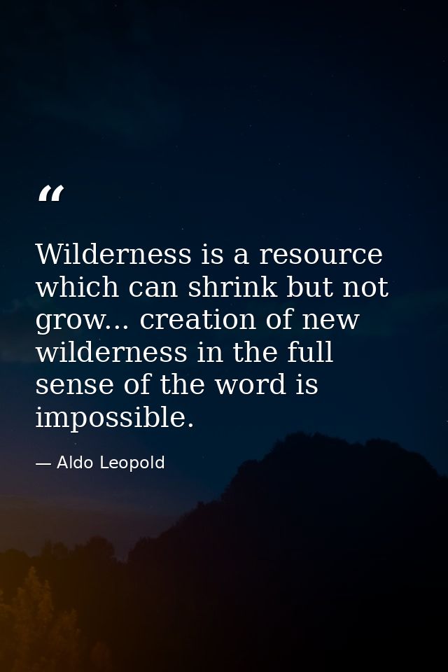 Wilderness is a resource which can shrink but not grow... creation of new wilderness in the full sense of the word is im — Aldo Leopold