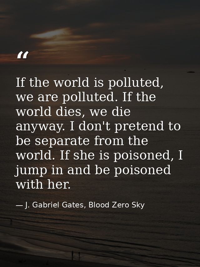 If the world is polluted, we are polluted. If the world dies, we die anyway. I don't pretend to be separate from the wor — J. Gabriel Gates, Blood Zero Sky
