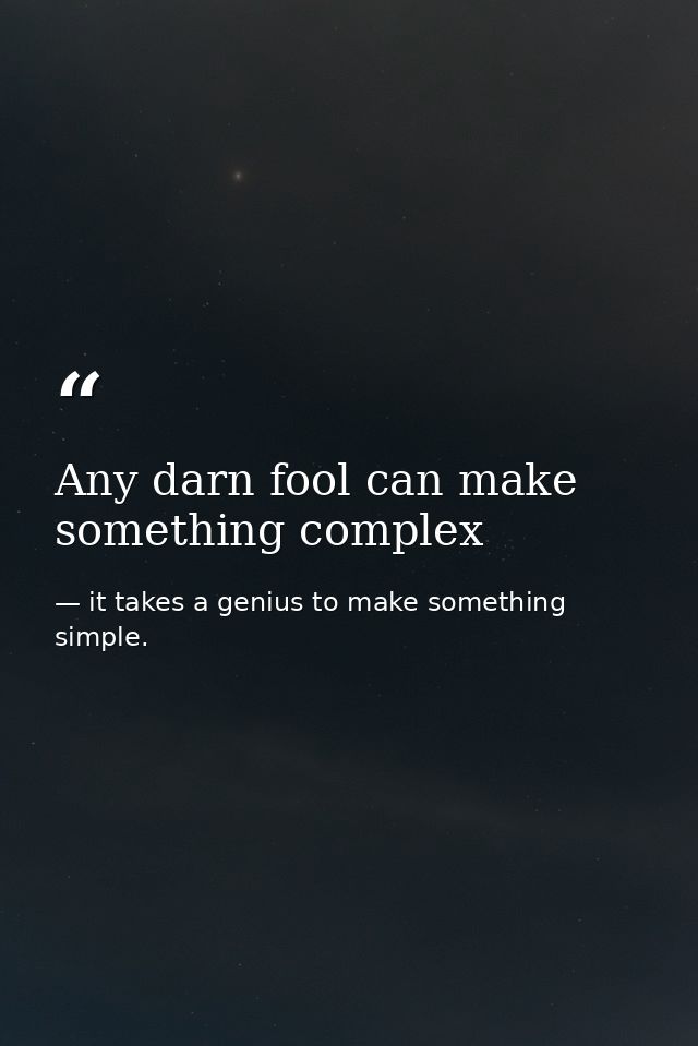 Any darn fool can make something complex — it takes a genius to make something simple.