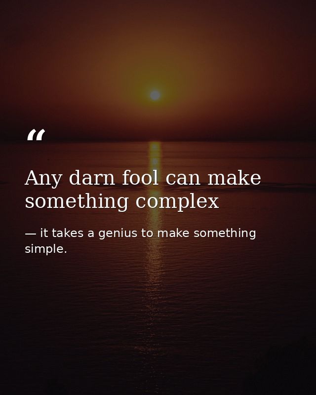 Any darn fool can make something complex — it takes a genius to make something simple.