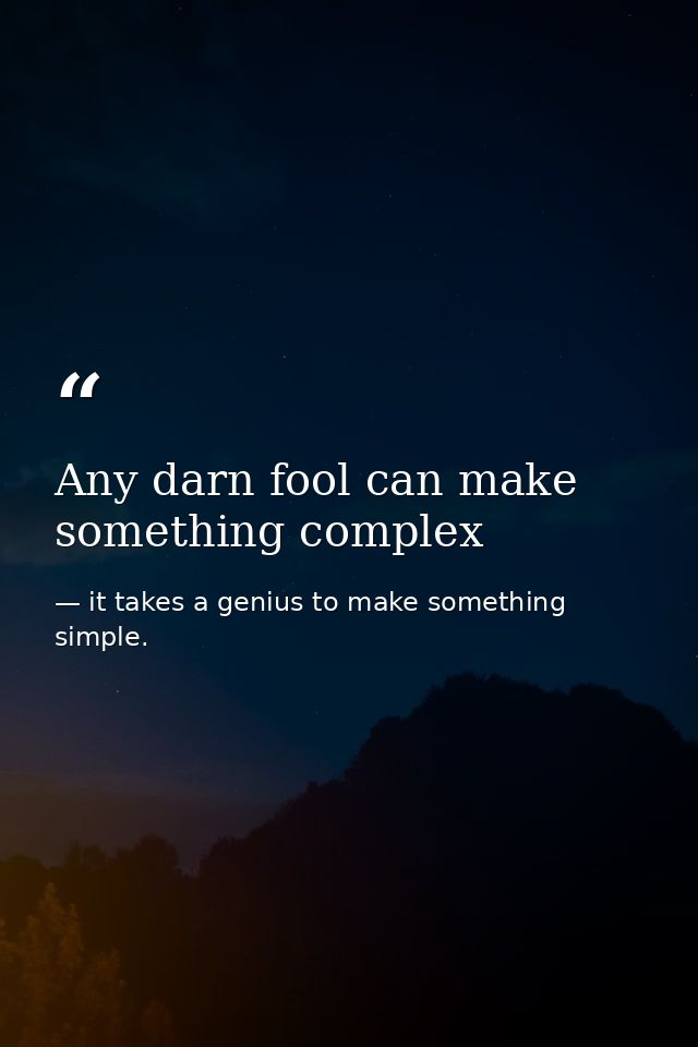 Any darn fool can make something complex — it takes a genius to make something simple.