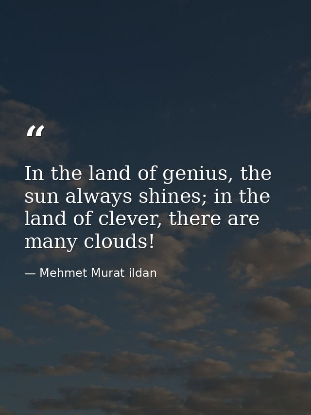 In the land of genius, the sun always shines; in the land of clever, there are many clouds! — Mehmet Murat ildan