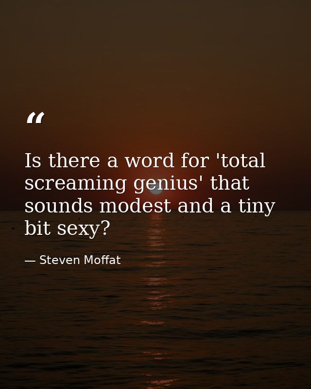 Is there a word for 'total screaming genius' that sounds modest and a tiny bit sexy? — Steven Moffat
