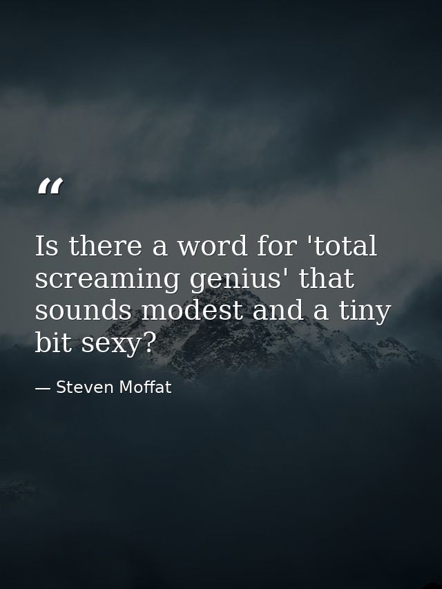 Is there a word for 'total screaming genius' that sounds modest and a tiny bit sexy? — Steven Moffat
