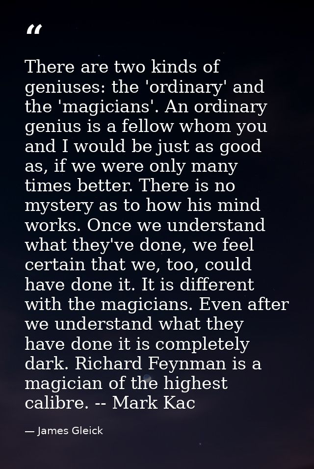 There are two kinds of geniuses: the 'ordinary' and the 'magicians'. An ordinary genius is a fellow whom you and I would — James Gleick
