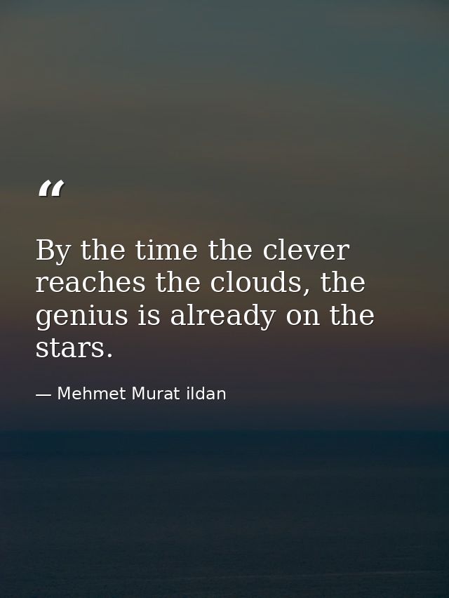 By the time the clever reaches the clouds, the genius is already on the stars. — Mehmet Murat ildan