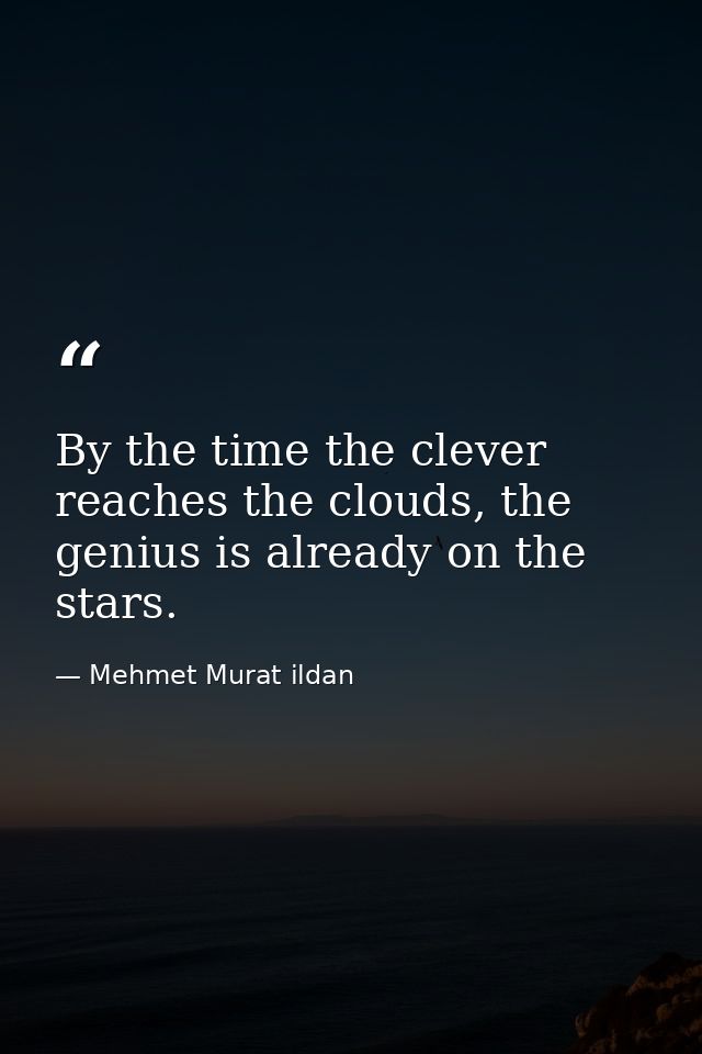 By the time the clever reaches the clouds, the genius is already on the stars. — Mehmet Murat ildan