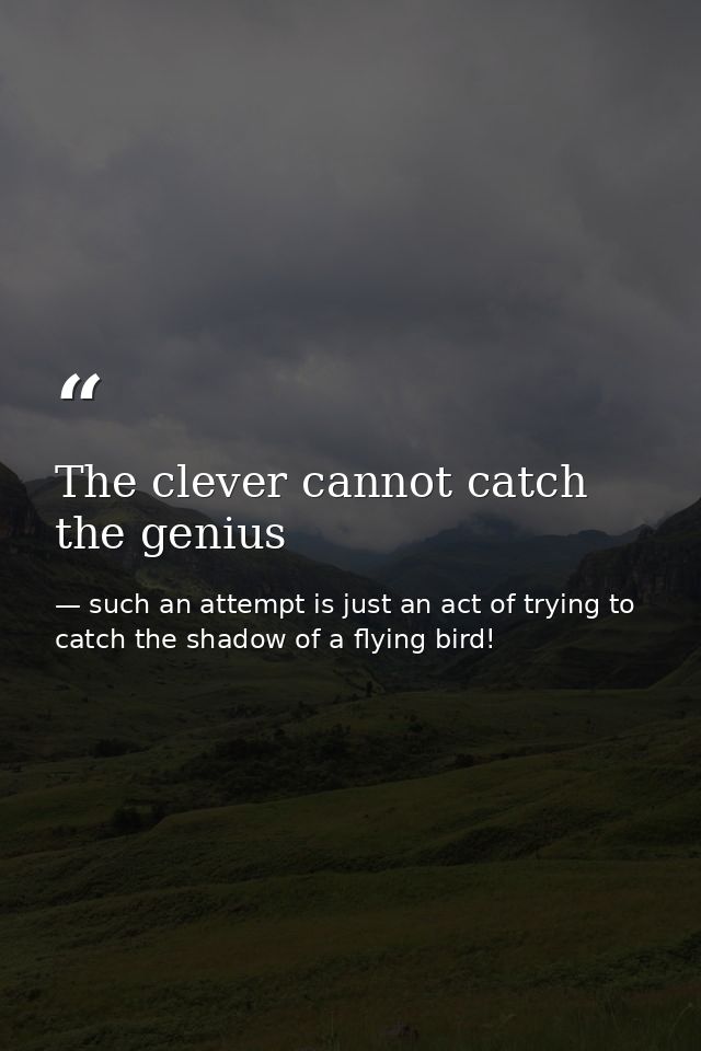 The clever cannot catch the genius — such an attempt is just an act of trying to catch the shadow of a flying bird!