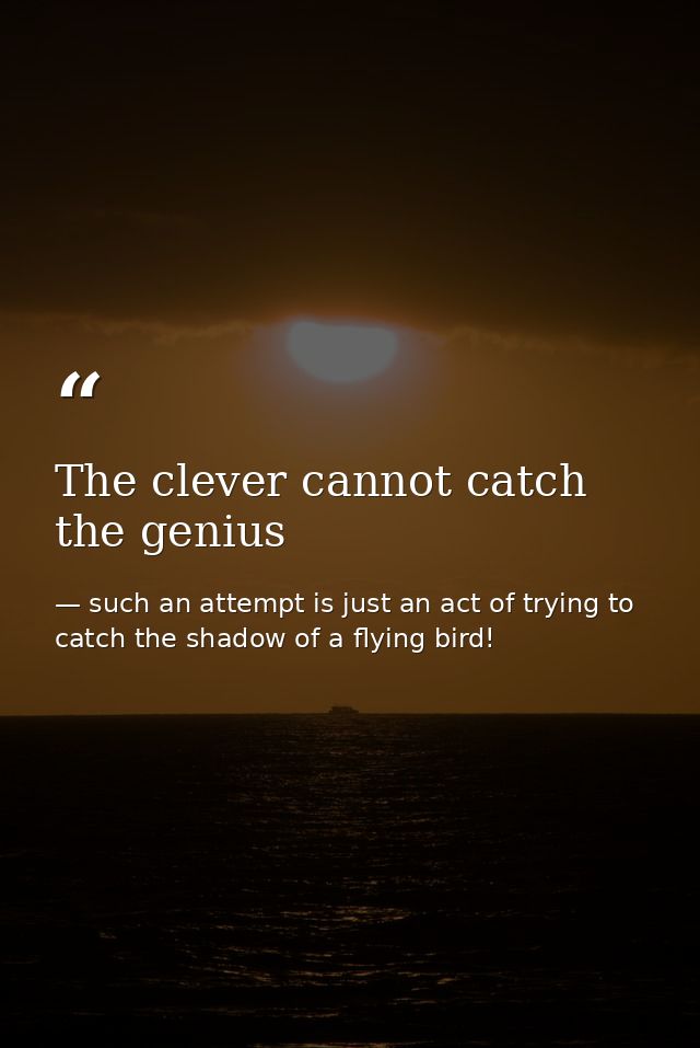 The clever cannot catch the genius — such an attempt is just an act of trying to catch the shadow of a flying bird!