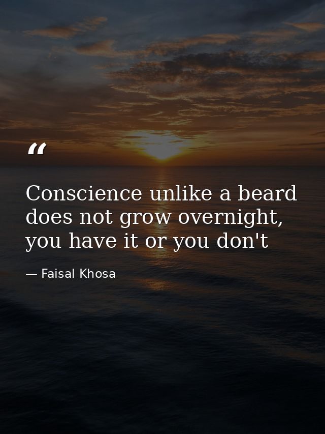 Conscience unlike a beard does not grow overnight, you have it or you don't — Faisal Khosa
