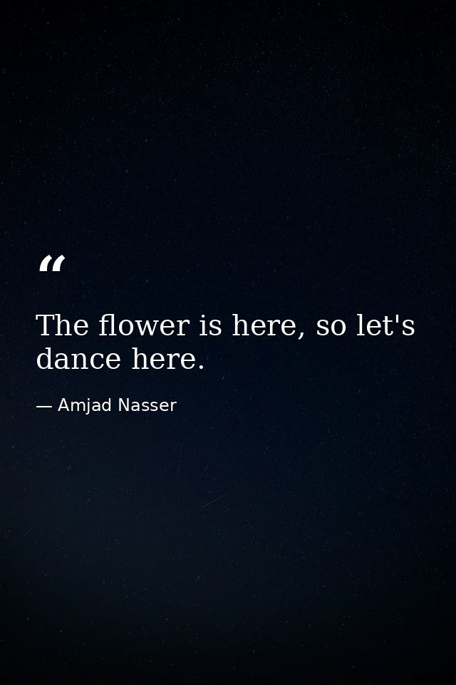 The flower is here, so let's dance here. — Amjad Nasser