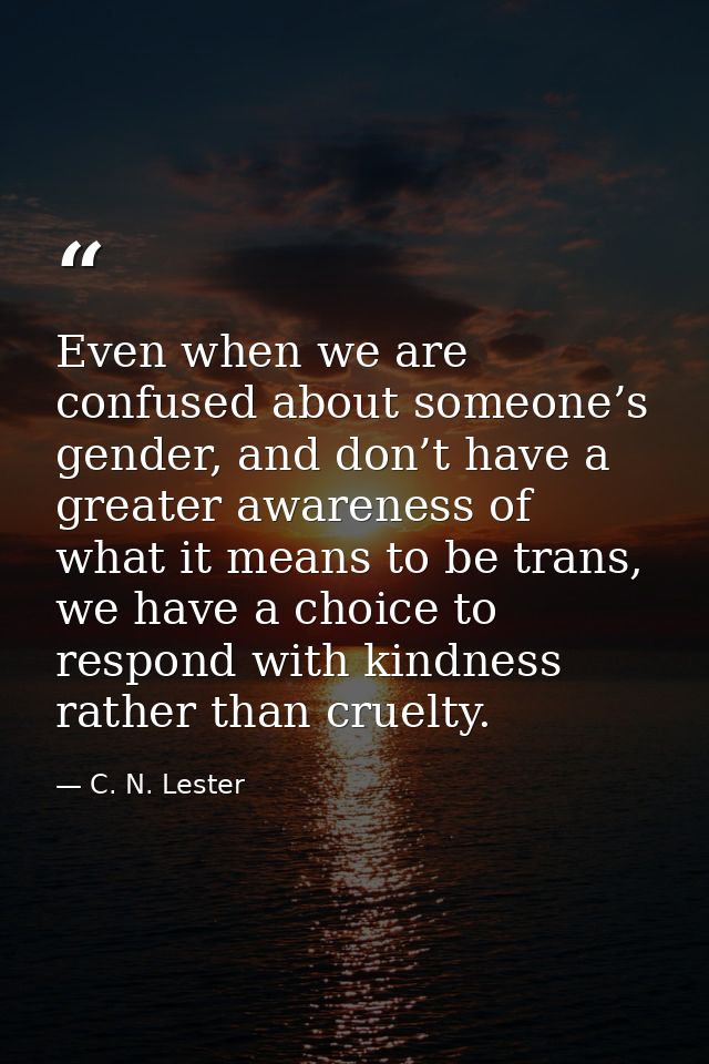 Even when we are confused about someone’s gender, and don’t have a greater awareness of what it means to be trans, we ha — C. N. Lester