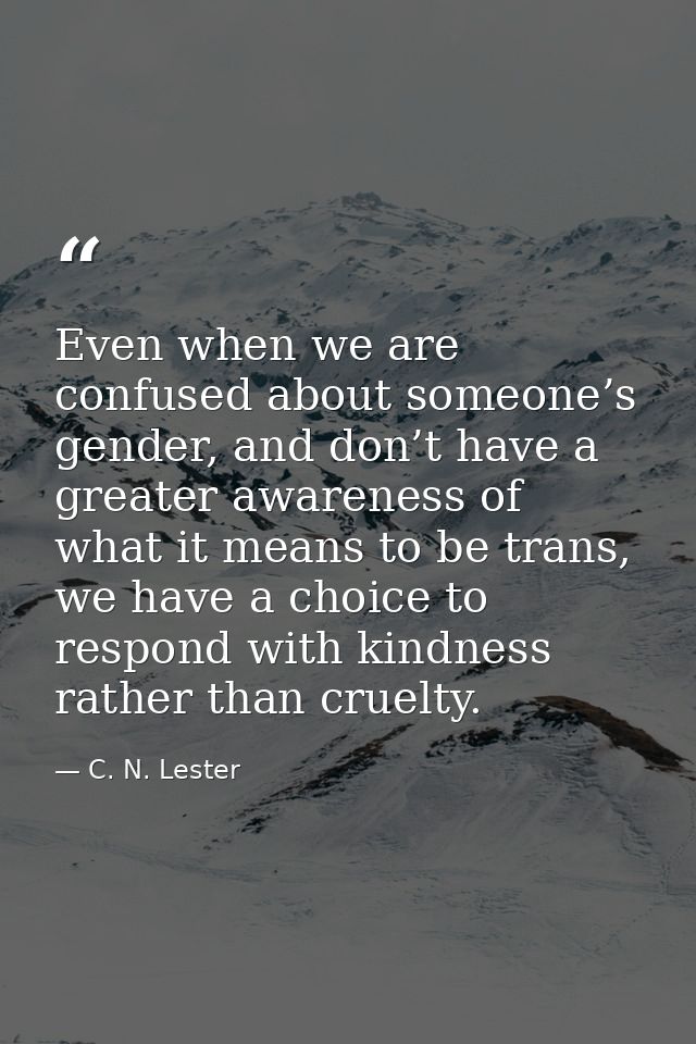 Even when we are confused about someone’s gender, and don’t have a greater awareness of what it means to be trans, we ha — C. N. Lester