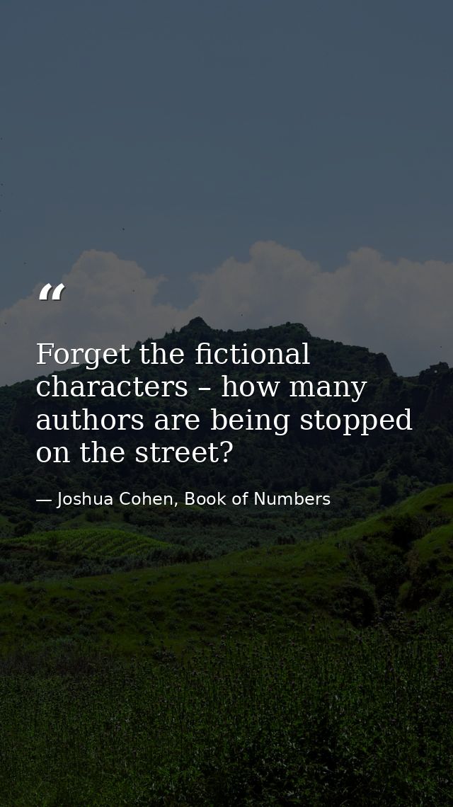 Forget the fictional characters – how many authors are being stopped on the street? — Joshua Cohen, Book of Numbers
