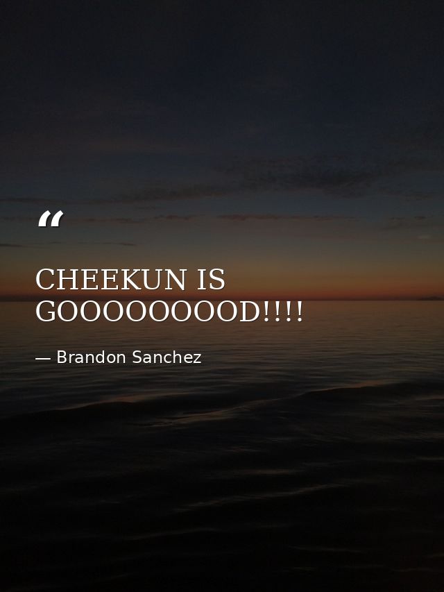 CHEEKUN IS GOOOOOOOOD!!!! — Brandon Sanchez