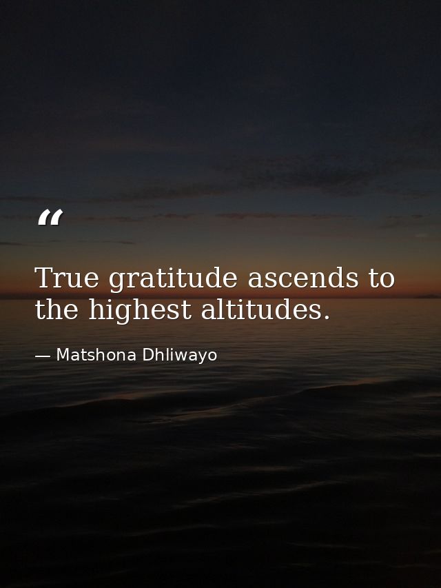 True gratitude ascends to the highest altitudes. — Matshona Dhliwayo