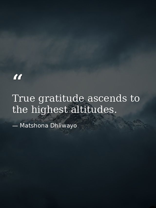 True gratitude ascends to the highest altitudes. — Matshona Dhliwayo