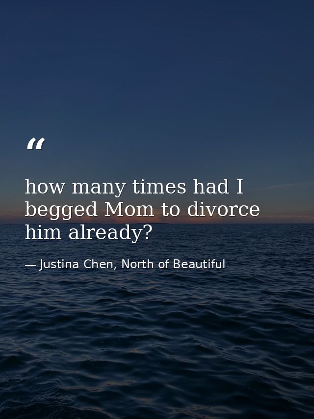 how many times had I begged Mom to divorce him already? — Justina Chen, North of Beautiful