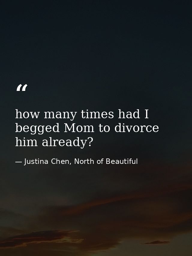 how many times had I begged Mom to divorce him already? — Justina Chen, North of Beautiful