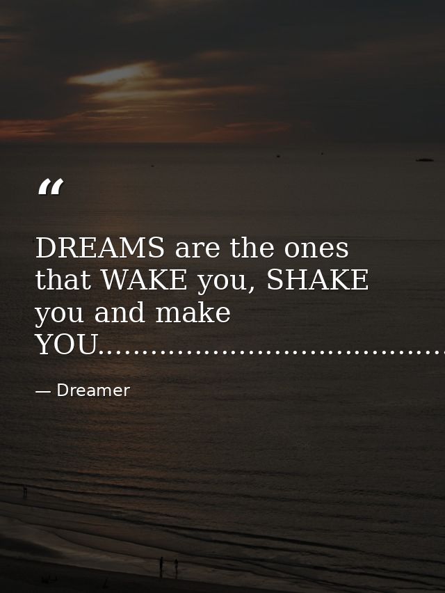 DREAMS are the ones that WAKE you, SHAKE you and make YOU.......................................... — Dreamer
