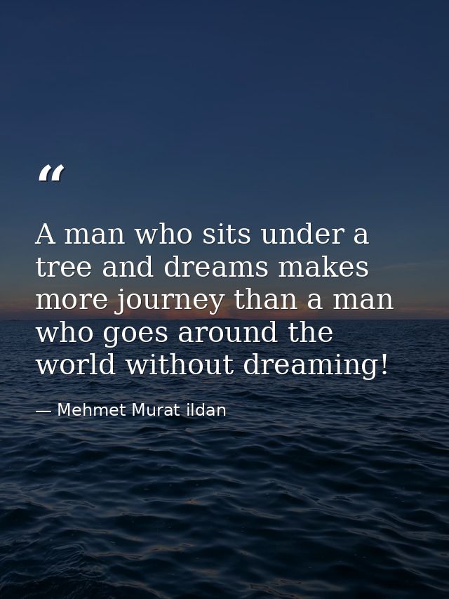 A man who sits under a tree and dreams makes more journey than a man who goes around the world without dreaming! — Mehmet Murat ildan