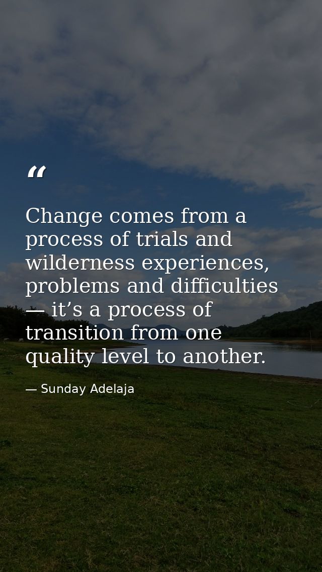 Change comes from a process of trials and wilderness experiences, problems and difficulties — it’s a process of transiti — Sunday Adelaja
