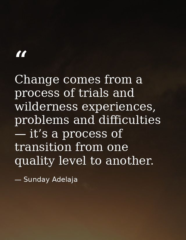 Change comes from a process of trials and wilderness experiences, problems and difficulties — it’s a process of transiti — Sunday Adelaja