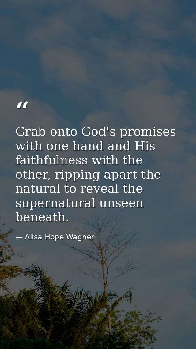 Grab onto God's promises with one hand and His faithfulness with the other, ripping apart the natural to reveal the supe — Alisa Hope Wagner