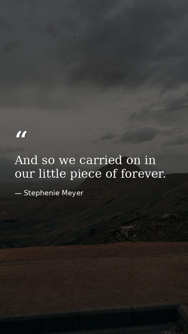 And so we carried on in our little piece of forever. — Stephenie Meyer