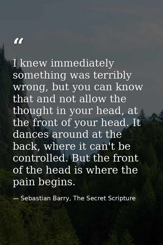 I knew immediately something was terribly wrong, but you can know that and not allow the thought in your head, at the fr — Sebastian Barry, The Secret Scripture