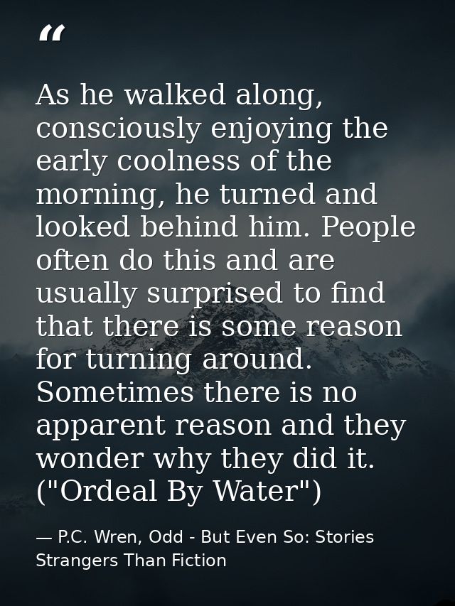 As he walked along, consciously enjoying the early coolness of the morning, he turned and looked behind him. People ofte — P.C. Wren, Odd - But Even So: Stories Strangers Than Fiction