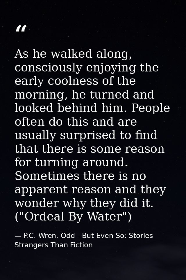 As he walked along, consciously enjoying the early coolness of the morning, he turned and looked behind him. People ofte — P.C. Wren, Odd - But Even So: Stories Strangers Than Fiction