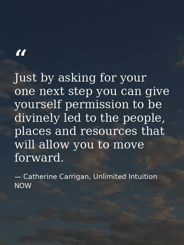 Just by asking for your one next step you can give yourself permission to be divinely led to the people, places and reso — Catherine Carrigan, Unlimited Intuition NOW