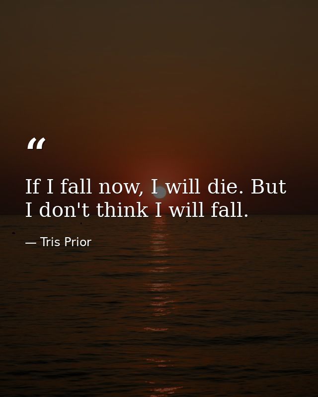 If I fall now, I will die. But I don't think I will fall. — Tris Prior