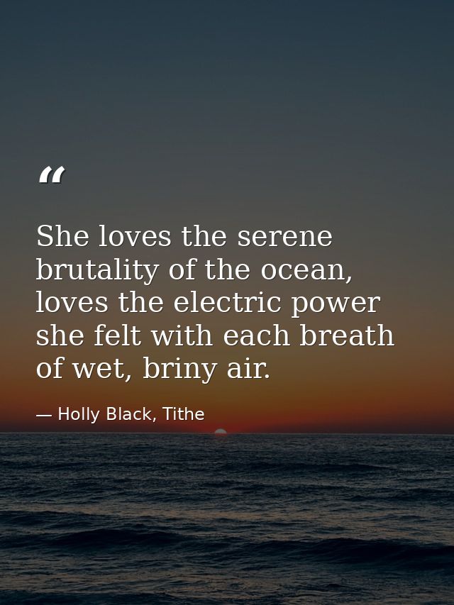 She loves the serene brutality of the ocean, loves the electric power she felt with each breath of wet, briny air. — Holly Black, Tithe