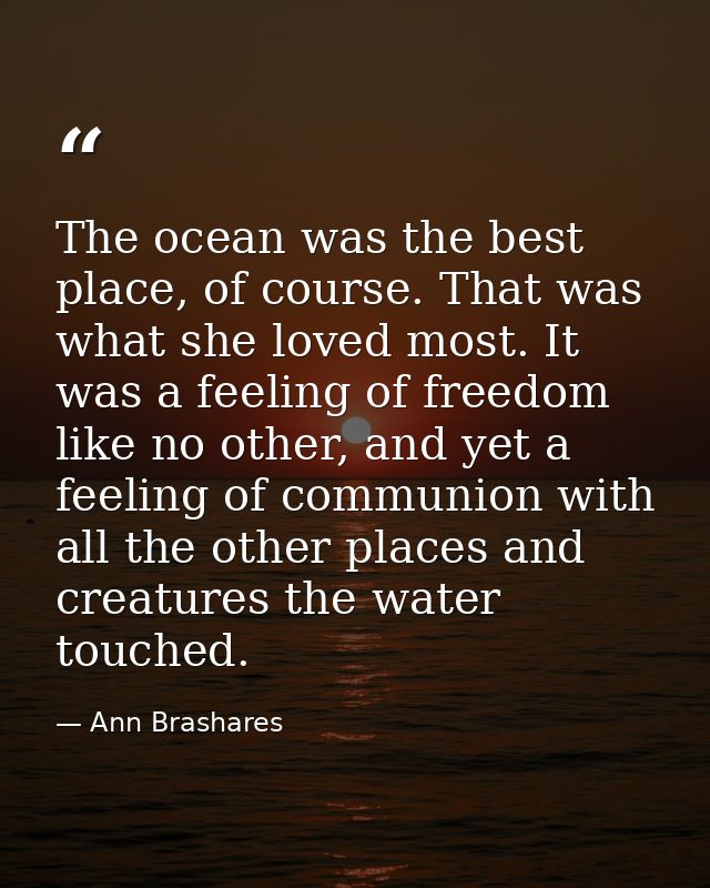 The ocean was the best place, of course. That was what she loved most. It was a feeling of freedom like no other, and ye — Ann Brashares