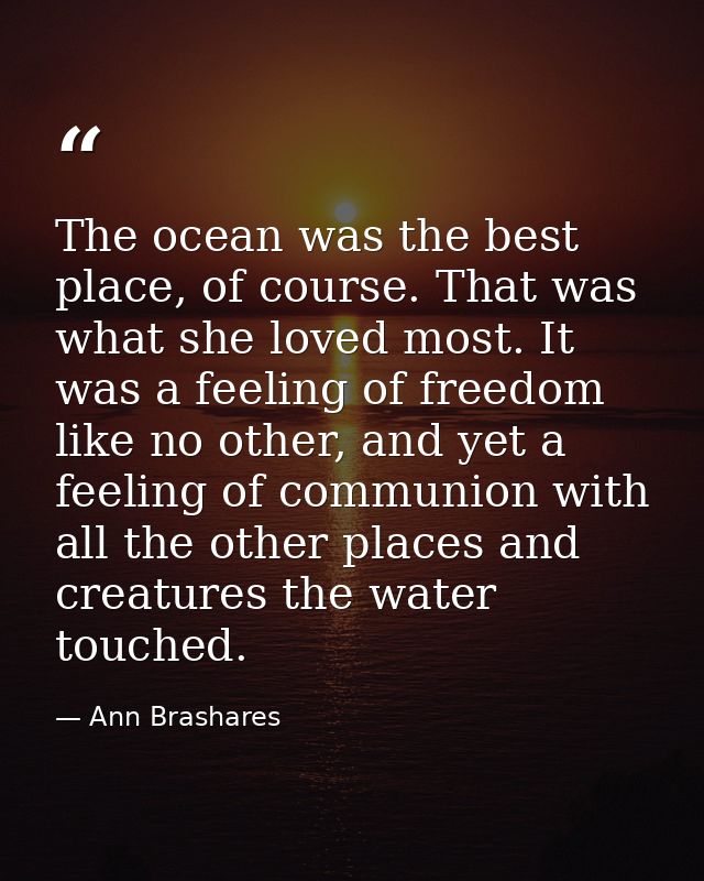 The ocean was the best place, of course. That was what she loved most. It was a feeling of freedom like no other, and ye — Ann Brashares